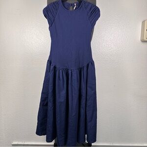 Free People Women’s Elegant Blue Midi Dress Size M